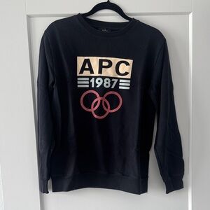 A.P.C. Black Crewneck Sweater with Graphic Design